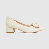 Bow Block Heeled Pumps